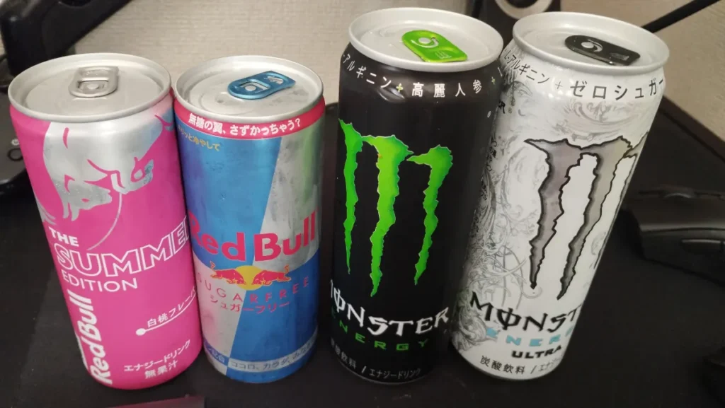 検証対象エナドリ4種類の写真